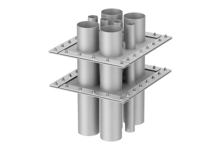 Deckendurchführungen von ACO Haustechnik bestehen aus Edelstahl 1.4301 und 1.4571 und bringen keine zusätzlichen Brandlasten in die Konstruktion ein.