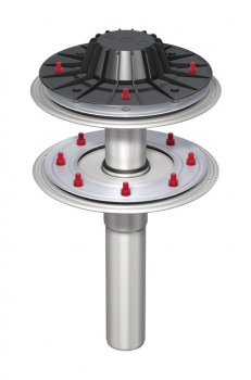 Zweiteiliger Flachdachablauf ACO Jet aus Edelstahl für Unterdruckentwässerung.