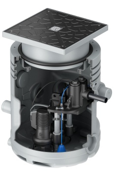 ACO Muli-Flex mit einem Behälter-Gesamtvolumen von 380 l: Je nach gewählter Ausführung entsprechen alle Hebeanlagen der Baureihe Muli-Flex den Europäischen Produktnormen DIN EN 12050-1 bzw. DIN EN 12050-2.