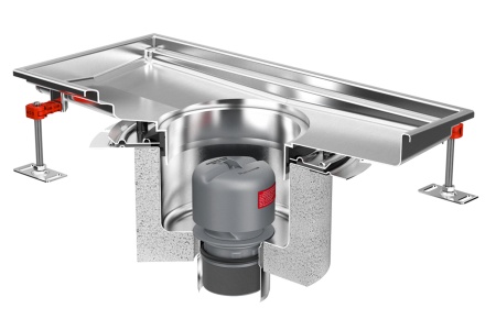 Für den brandschutzgerechten Einbau stehen geprüfte Brandschutz-Glockengeruchsverschlüsse mit bauaufsichtlicher Zulassung (AbG, AbZ) zur Verfügung. Sie erfüllen die Anforderungen an Feuerwiderstandsklassen R30 bis R120 und verhindern im Brandfall die Ausbreitung von Rauch und Feuer.