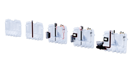 Fettabscheider ACO LipuJet-S: Neben der Basisversion stehen drei Ausbaustufen plus eine Option mit Pumpe zur Verfügung.