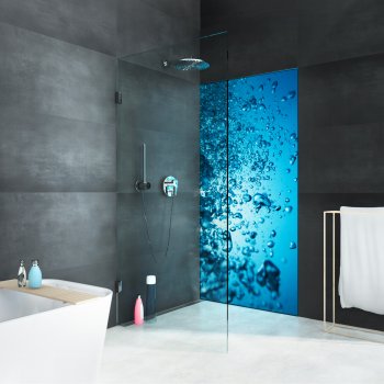 glassdouche LED-Leuchtwand HELENE, Motiv Waterbubbles.