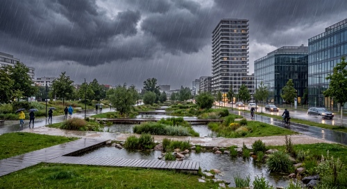 ACO Haustechnik; klimaangepasstes Bauen; Starkregen