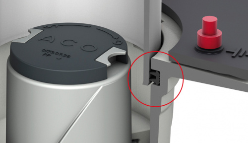 Die Lage des ACO Abdicht- und Sickerrings nach der Montage.