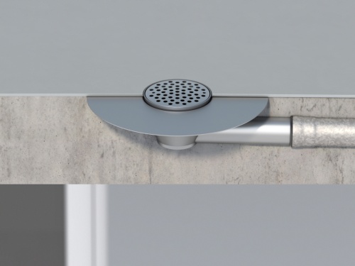 Passende Abläufe für jede Einbausituation: Balkonabläufe aus korrosionsbeständigem Edelstahl 1.4301 in verschiedenen Nennweiten von DN 50 bis DN 100 – wahlweise mit senkrechtem oder seitlichem Abgang, mit Klebeflansch, Pressdichtungsflansch oder mit Wandaufkantung für den direkten Anschluss an aufgehenden Bauteilen.