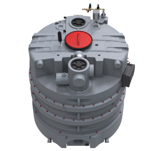 Die drehbare Zulaufgarnitur der Fettabscheiders ACO LipuJet-P-R garantiert Flexibilität bei der Aufstellung und Installation.