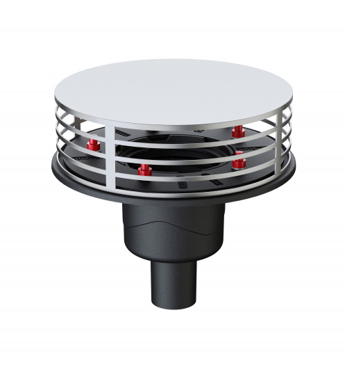 Einteiliger Flachdachablauf ACO Jet aus Gusseisen für Unterdruckentwässerung.