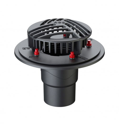 Einteiliger Flachdachablauf ACO Spin aus Gusseisen für Freispiegelentwässerung