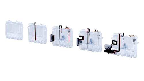 Fettabscheider ACO LipuJet-S: Neben der Basisversion stehen drei Ausbaustufen plus eine Option mit Pumpe zur Verfügung.