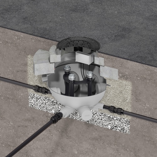 Der räumlich vom Fettabscheider getrennte Entsorgungsschacht umfasst, je nach Ausführung, den Anschluss von bis zu drei Absaugleitungen oder den zusätzlichen Anschluss an eine bauseitige Pendelgasleitung. 