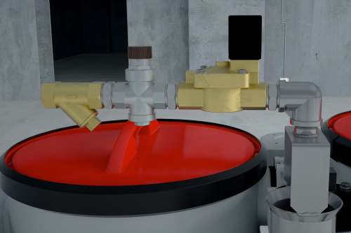 Die Wiederbefüllung der Fettabscheideranlage z.B. nach einer Entsorgung erfolgt automatisch (Ausbaustufe 3). Die verbauten Komponenten entsprechen den Vorgaben des DVGW.