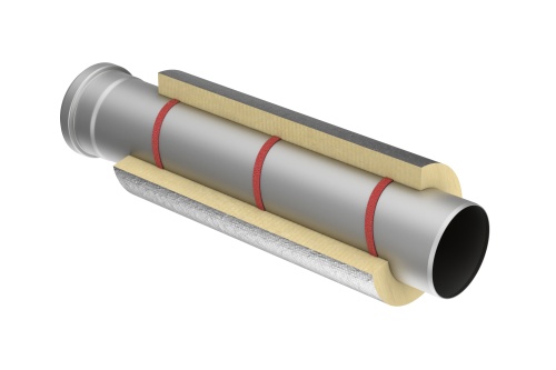 ACO Pipe Edelstahl-Rohrleitung mit Dämmung und Begleitheizung.