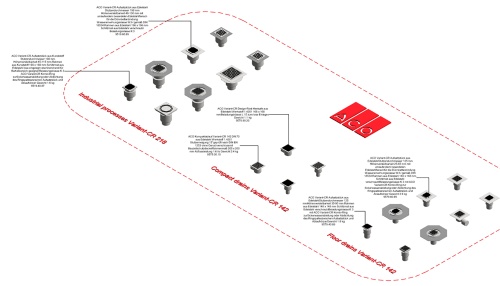 Einer der neuesten Revit Familien stellt das Paket der Variant CR-Abläufe aus Edelstahl dar. Ablaufkombinationen aus Ablauf und Aufsatzstück sind wählbar.