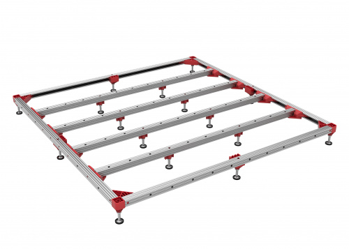 Die Verbindungselemente für die Außenprofilstreben sorgen durch Aufnahme von Druck- und Zugspannung auch für die gleichmäßige Lastverteilung im gesamten Rahmensystem.