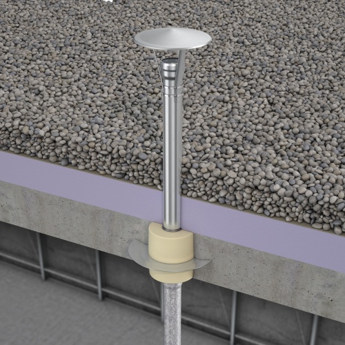 Für eine effiziente Strangentlüftung des gesamten Entwässerungssystems stehen Einsteckrohre (Edelstahl 1.4301) in verschiedenen Baulängen (250, 510, 750 mm) und Nennweiten (DN 70–200) zur Verfügung.