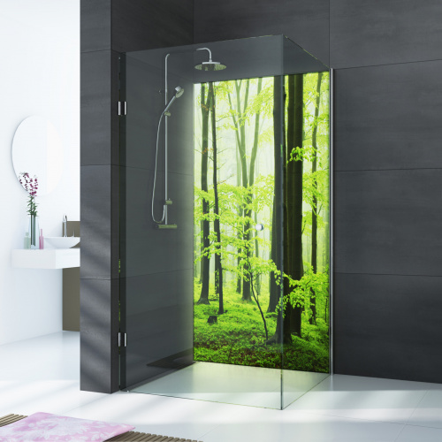 glassdouche LED-Leuchtwand HELENE, Motiv Greenwood.