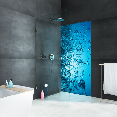 glassdouche LED-Leuchtwand HELENE, Motiv Waterbubbles.