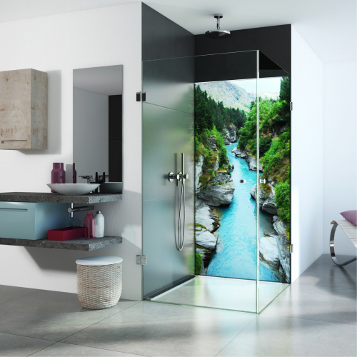 glassdouche LED-Leuchtwand HELENE, Motiv Wildcanyon.