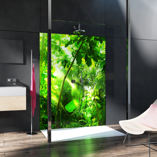 glassdouche LED-Leuchtwand HELENE, Motiv Jungleworld.