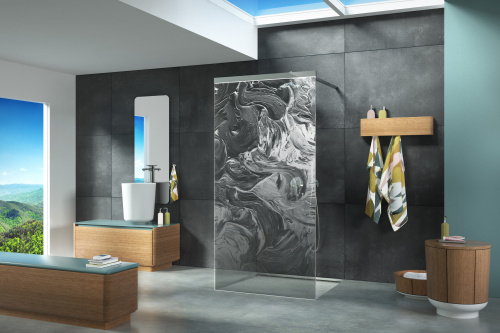 OnLaser-Serie LETIZIA von glassdouche, Modell 405 B mit Design-Motiv Aquarell.