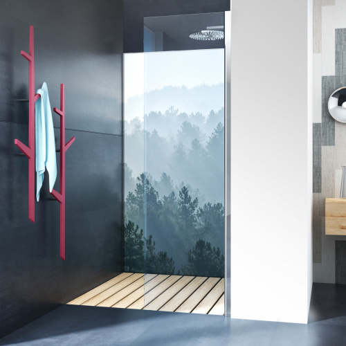 glassdouche LED-Leuchtwand HELENE, Motiv Woodland.